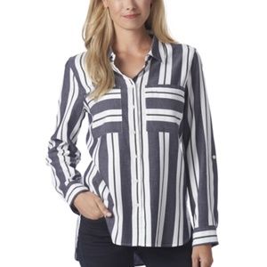 Alexander Jordan |  Woven Striped Long-Sleeved Shirt 3X -58 chest -31" long